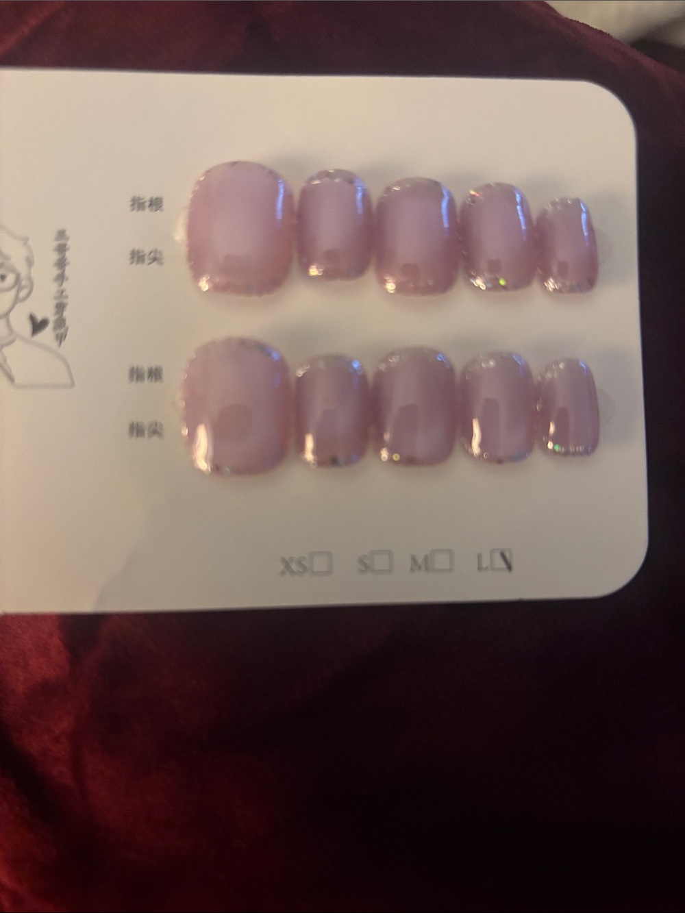 Soft Mauve Press-On Nails with Subtle Glitter Edge